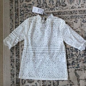 NWT Zara white lace top - medium. Great for Christmas!